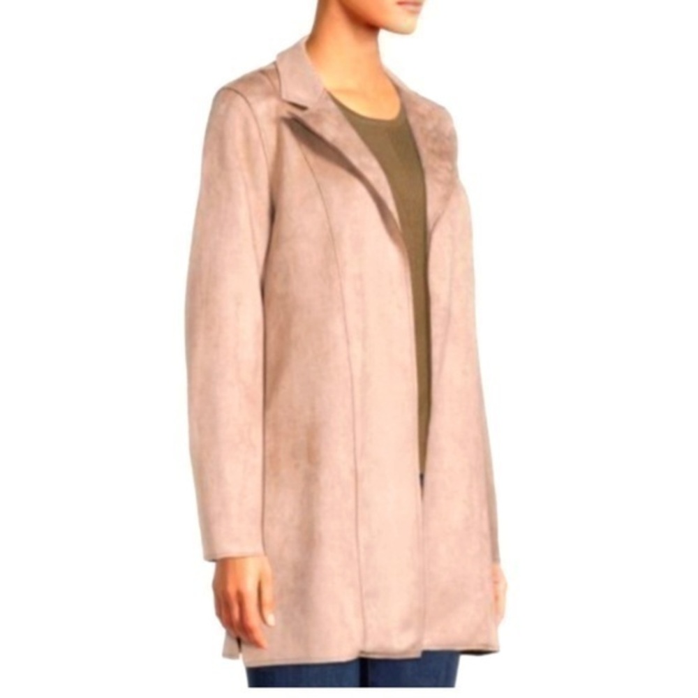 Premise Faux Suede Long Sleeve Open Front Blazer Jacket Size Small Tan